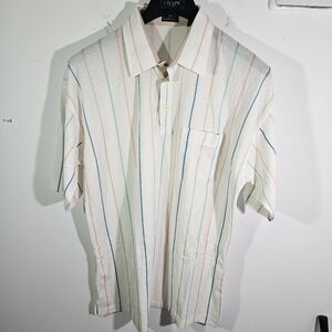 Vintage 80's Countess Mara White Multi-Color Striped Polo Golf Shirt!